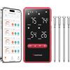 Meatmeet Z Pro Termometro da Carne Cucina con Wi-Fi e Bluetooth, 4 Sonde 6 Sensori | Precisione ±0,1°C, Impermeabile IP69, Resistenza a 595°C, App e Base Intelligente, Ideale per BBQ, Grigliate, Affumicatori