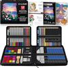 KALOUR Kit da disegno da 140 pezzi, materiale artistico con album da disegno a 3 colori e carta da colorare, include tutorial, colorato, grafite, carbone, acquerelli e matite metalliche, per artisti