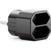 deleyCON Presa Multipla 2x Presa Euro 2,5A 1100W, 1 Pezzo - Nero | Multipresa per interni, cavo europeo, cavo di alimentazione, adattatore per presa, adattatore di alimentazione