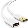deleyCON 0,5m Cavo di Prolunga USB 2.0 USB-A a USB-A - Bianco | Cavo ad alta velocità corto da 50 cm, da USB A maschio a USB A femmina