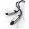 Bicmice Cavo audio ottico Toslink intrecciato in nylon per sistemi stereo Soundbar Home Cinema Xbox/PS3/PS4/PS5 DVD amplificatore altoparlante cavi in fibra ottica con placcatura oro 24 K, 3 m