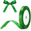 G2PLUS Nastro Verde con bordo dorato,10 mm x 22 m Nastro regalo | Nastro raso per Artigianato,confezioni regalo,decorazioni per matrimoni,bouquet e fai da te