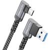 deleyCON 1,5m Cavo USB-A a USB-C 2x Angolato USB 3.0 5 Gbps (USB 3.2 Gen1) 90° - Cavo di Ricarica e Dati per Smartphone Tablet Notebook Fotocamera HDD SSD Disco Esterno ecc.