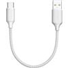 RAVIAD Cavo USB C Corto 30CM Ricarica Rapida 3A Nylon Intrecciato Cavo Tipo C Compatibile per iPhone 15/15 Pro/15 Pro Max, Samsung Galaxy S24/S23/S22/S21/S10, Note 20 10, Google Pixel -Bianco