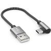 deleyCON 0,15m USB-A a USB-C - Connettore USB C 90° Angolato - Corto 15cm A a C Ricarica per iPhone 17 15 16 Pro Max Air Samsung S26 S25 S24 Pixel iPad Pro MacBook Air Tablet Switch PS5