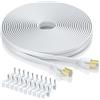 BAHIWOM Cavo Ethernet Cat8 20M con Clips,40Gbps/2000Mhz Piatto,Bianco | Doppio Schermato Alta Velocità Gigabit RJ45 LAN Internet Cavo di Rete Cavo Patch Compatibile con Router Laptop Modem TV