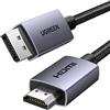 UGREEN Cavo DisplayPort a HDMI 4K 30Hz 2K 60Hz 1080P 120Hz DP HDMI 3M | 10.2Gbps HDR HDCP Unidirezionale DP a HDMI Guscio in Alluminio Treccia di Nylon Compatibile con Monitor Proiettore Portatile