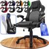Juskys Sedia racing da scrivania Montreal ergonomica regolabile in altezza e imbottita portata 120 kg Sedia da ufficio girevole Sedia da gaming per PC - grigio