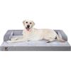 KSIIA Cuccia Cane Grande Ortopedico Sfoderabile e Lavabile 104x68x17cm | Cuscino per Cani xl per Uso Interno, con Bordi Impermeabili, Base Antiscivolo e Bordatura a Forma di U，Grigio