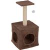 Baroni Home Tiragraffi ad Albero per Gatti, Tiragraffi per Gatti Cuccioli, Albero Tiragraffi a 1 Piano con Palla e Cuccia, 24,5x24,5x50cm, Marrone