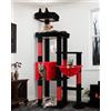 Globlazer Albero Tiragraffi per Gatti Gotico Nero Rosso XL Alto 167 cm con Grande Piattaforma Imbottiti Trespoli Grotte Cesto, Torre del Gatto Stabile per 2-4 Grandi Gatti Adulti (F65B, Gotico)