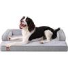 KSIIA Cuccia Cane Grande Ortopedico Sfoderabile e Lavabile 88x55x15cm | Cuscino per Cani xl per Uso Interno, con Bordi Impermeabili, Base Antiscivolo e Bordatura a Forma di U，Grigio
