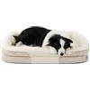 Bedsure XL cuccia ortopedica per cane di grande taglia, 106x76x18cm, crema | 360° divano-letto di sostegno ovale a bordo rialzato per cani anziani, copertura impermeabile lavabile, in pile ultra morbido