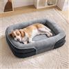 Bedsure cuccia ortopedica per cane di grande taglia, 89x64x18cm, grigia | 360° divano-letto di sostegno ovale a bordo rialzato per cani anziani, copertura impermeabile lavabile, in pile ultra morbido