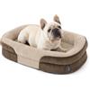 Bedsure cuccia ortopedica per cane di media taglia, 76x51x16.5cm, marrone | 360° divano-letto di sostegno ovale a bordo rialzato per cani anziani, copertura impermeabile lavabile, in pile ultra morbido