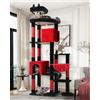 Globlazer Tiragraffi Gotico Nero Rosso XXL per Gatti Adulti Alto 213 cm con Grandi Piattaforma 55cm*45cm, 2 Grotta, Posatoi, Cesto, Albero Tiragraffi Stabile per Multipli Gatti Grandi (F83, Gotico)