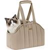 Pecute Trasportino per Cani, Trasportino per Cani di Piccola Taglia con Rivestimento in Cotone Morbido, Gatti con Ampie Tasche, Adatto per Viaggi, Metropolitana, Veterinario, XL, Cachi