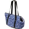 Baroni Home Borsa a Tracolla da Viaggio per Cani, Trasportino da Passeggio per Cani o Gatti Piccola Taglia, 40x25x21 cm, Fantasia Grigio e Zampine