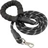 Baroni Home Guinzaglio per Cani 1,5 m, Guinzaglio con Comoda Impugnatura Imbottita in Spugna e Fili Riflettenti Guinzagli per Cani di Taglia Media, Nero