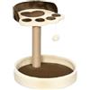 PawHut Albero Tiragraffi per Gatti da 5kg 41x41x44 cm Marrone e Beige | Lettini e Pallina, Palestra per Gatti, Rivestimento in Peluche e Corda di Juta