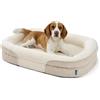 Bedsure cuccia ortopedica per cane di grande taglia, 89x64x18cm, crema | 360° divano-letto di sostegno ovale a bordo rialzato per cani anziani, copertura impermeabile lavabile, in pile ultra morbido