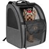 Aystkniet Zaino Trasportino per Cani e Gatti di Piccola Taglia, 40 cm di Altezza Interna, 3 Aperture, Ventilazione a 3 Lati, Tenda Coprente, Fascia per Trolley, per Viaggi e Passeggiate