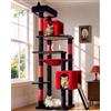 Globlazer Albero Tiragraffi Gotico Nero Rosso Alto 178 cm con Amaca, 2 Grotte, Piattaforma Imbottiti, Tiragraffis Sisal Peluche, Stabile Tiragraffi ad Angolo per Gatti Grandi Adulti (F70 Pro, Gotico)