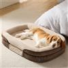 Bedsure cuccia ortopedica per cane di grande taglia, 89x64x18cm, marrone | 360° divano-letto di sostegno ovale a bordo rialzato per cani anziani, copertura impermeabile lavabile, in pile ultra morbido