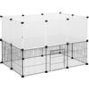 EUGAD Recinto Modulare per Conigli, Recinto per Animali di Piccola Taglia | 20 Pannelli 35x35cm,con Porta, DIY Recinzione Libera,Gabbia da Interno per Porcellini d'India Conigli Cincillà,Bianco