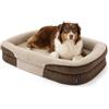 Bedsure cuccia ortopedica per cane di grande taglia, 97x71x18cm, marrone | 360° divano-letto di sostegno ovale a bordo rialzato per cani anziani, copertura impermeabile lavabile, in pile ultra morbido