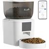 PawHut Distributore Automatico Cibo Gatti 4L WiFi 2.4G Erogatore Bianco | Dispenser Crocchette Gatto, App Controllo con Registratore 10s, 1-10 Pasti al Giorno, Ciotola in Acciaio Inox