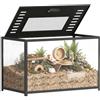PawHut Gabbia per criceti siriani nani, gerbillo 80 x 45 x 50,5 cm Nero | Gabbia per ratti metallo antiros., base profonda, tetto apribile, ottima ventilazione, habitat trasp. per animali piccoli
