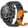 Rubicon Smartwatch Rubicon RNCF18 con cinturino nero e inserti in silicone arancione.