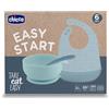 Chicco Set Pappa In Silicone Easy Start 6m+ Set Svezzamento 3 Pezzi Con Ciotola Ventosa Antiscivolo Bavaglino Tasca Raccoglipappa E Cucchiaio Morbido,100% Silicone Alimentare Senza Bpa