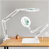 SAVSOO Lente d'Ingrandimento da 15X con Luce, Controllo Tattile, Lampada da Scrivania con Ampia Base e Morsetto, 3 Modalità di Colore Regolabili, Lente d'Ingrandimento con Luce per Hobby e Passatempi, Bianco