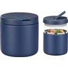 Itslife Thermos per Alimenti 560ml, Contenitore Termico per Alimenti di Acciaio Inossidabile per Cibi Caldi e Freddi, con Copertura con Fibbia, Collo Largo, Isolamento, Blu