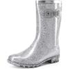 DREAM PAIRS Stivali Pioggia Donna Glitter | PVC Impermeabile, Dettagli Glitter con Fibbia, Gambo Medio Largo, Facile da Pulire e Suola Antiscivolo per Pioggia