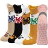 ZFSOCK Calze Morbidi Invernali Donna: Calzini Pile da Casa Termiche Antiscivolo Calde Calze Pelosi Dormire Divertenti Soffici Fantasia Modello Animale Cane Gatto Regalo Natale 5 Paia Taglia 35-41