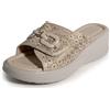 STRAPPO SOFT Ciabatte Donna Estive Regolabile Sandali Zeppa 5.8 cm Pantofole Elegante Comode Tomaia Traforata Traspirante Calzata Confortevole per Piede Largo da Casa e Tempo Libero