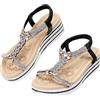 JOMIX Sandali Donna Estive Zeppa Strass Gioiello Bohemia Spiaggia Scarpe con Elastiche Cinghia Eleganti Moda Comodi Casual