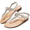 JOMIX Sandali Infradito Donna Estivi Eleganti Sandalo con Strass e Cinturino Regolabile Suola Tacco Piatto Antiscivolo Scarpe Aperte per Vacanze Mare Spiaggia