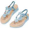 JOMIX Sandali Donna Estivi Zeppa Infradito con Fiore Strass Flip Flop Bohemia Scarpe Comodi Eleganti Casual Spiaggia