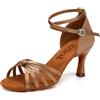 YCALCP Scarpe da Ballo Latino Donna Raso Professionali Pratica Balli Salsa Tango Partito Tacco 7cm,Modello-EM217Z