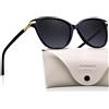 AVAWAY Vintage Donna Occhiali da Sole Polarizzati Oversize AV502 | UV400 Protezione Lente, Telaio in Acetato, Forma occhio di gatto (Cat Eye), Naselli integrati, Lenti HD, Anti-abbagliamento