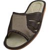 APREGGIO - Ciabatte Estive da Uomo in Pelle Liscia - Pantofole Casa Uomo - Punta Aperta - Slip-On - Suola Piatta - Nero