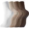BISOUSOX Calzini Antiscivolo Pilates Donna 4 Pairs Calze Yoga Taglia 36-40 Sportivi Atletic Calzini Regalo per Donna Incinta