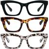 KoKoBin 3 Pack Occhiali da lettura per donna, occhiali da computer oversize alla moda con dalla luce blu e cerniera a molla
