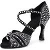 Syrads Womens Professional Latin Dance Shoes Open Toe Salsa Bachata Dance Shoes Glitter Strass Salsa Latin Dancing Heels