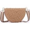 Fecialy Borsa a mano in paglia per le donne Borsa a mano intrecciata a semicerchio Borsa a tracolla estiva in spiaggia