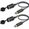 TIENFOKOTA Cavo adattatore Hella (DIN) per accendisigari 2 pezzi | Spina maschio DIN per moto 18AWG a presa accendisigari femmina Adattatore di alimentazione 12V con copertura antipolvere0,45M